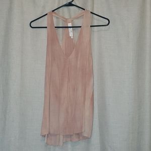 V neck rayon tank top. Pink tie dye